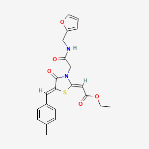 ethyl (2Z)-2-[(5Z)-3-[2-(furan-2-ylmethylamino)-2-oxoethyl]-5-[(4-methylphenyl)methylidene]-4-oxo-1,3-thiazolidin-2-ylidene]acetate