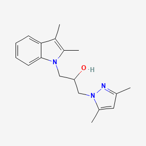 molecular formula C18H23N3O B1226326 1-(2,3-dimethyl-1H-indol-1-yl)-3-(3,5-dimethyl-1H-pyrazol-1-yl)propan-2-ol CAS No. 441314-01-8