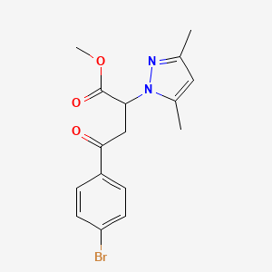 molecular formula C16H17BrN2O3 B1226327 4-(4-Bromophenyl)-2-(3,5-dimethyl-1-pyrazolyl)-4-oxobutanoic acid methyl ester 