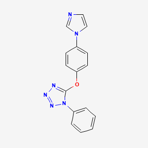 molecular formula C16H12N6O B1226328 5-[4-(1-Imidazolyl)phenoxy]-1-phenyltetrazole 