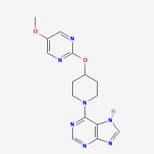 molecular formula C15H17N7O2 B12263281 6-{4-[(5-methoxypyrimidin-2-yl)oxy]piperidin-1-yl}-9H-purine 