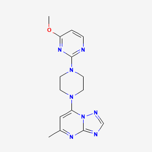 molecular formula C15H18N8O B12263324 4-Methoxy-2-(4-{5-methyl-[1,2,4]triazolo[1,5-a]pyrimidin-7-yl}piperazin-1-yl)pyrimidine 