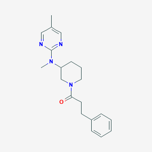 molecular formula C20H26N4O B12263358 1-{3-[Methyl(5-methylpyrimidin-2-yl)amino]piperidin-1-yl}-3-phenylpropan-1-one 