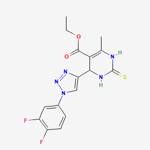 ethyl 4-[1-(3,4-difluorophenyl)-1H-1,2,3-triazol-4-yl]-6-methyl-2-sulfanylidene-1,2,3,4-tetrahydropyrimidine-5-carboxylate