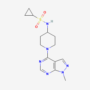 molecular formula C14H20N6O2S B12263410 N-(1-{1-methyl-1H-pyrazolo[3,4-d]pyrimidin-4-yl}piperidin-4-yl)cyclopropanesulfonamide 