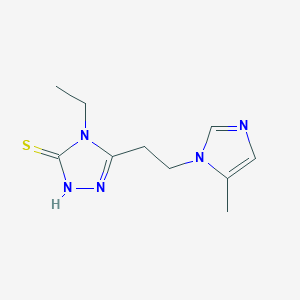 molecular formula C10H15N5S B12263425 4-ethyl-3-[2-(5-methyl-1H-imidazol-1-yl)ethyl]-4,5-dihydro-1H-1,2,4-triazole-5-thione 