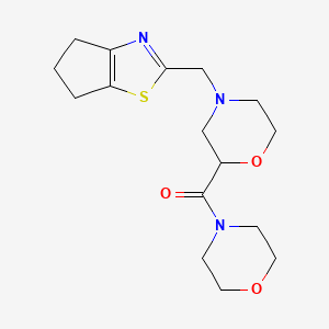 molecular formula C16H23N3O3S B12263431 4-({4H,5H,6H-cyclopenta[d][1,3]thiazol-2-yl}methyl)-2-(morpholine-4-carbonyl)morpholine 