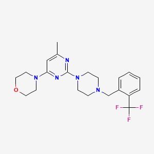 molecular formula C21H26F3N5O B12263480 4-[6-Methyl-2-(4-{[2-(trifluoromethyl)phenyl]methyl}piperazin-1-yl)pyrimidin-4-yl]morpholine 