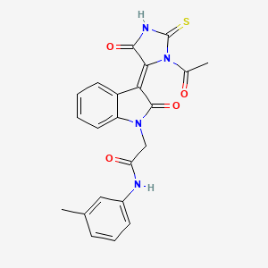 molecular formula C22H18N4O4S B1226351 2-[(3Z)-3-(3-乙酰基-5-氧代-2-硫代亚氨基咪唑烷-4-亚甲基)-2-氧代吲哚-1-基]-N-(3-甲基苯基)乙酰胺 