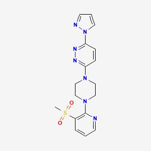 molecular formula C17H19N7O2S B12263519 3-[4-(3-methanesulfonylpyridin-2-yl)piperazin-1-yl]-6-(1H-pyrazol-1-yl)pyridazine 