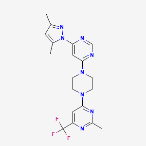 molecular formula C19H21F3N8 B12263538 4-(3,5-dimethyl-1H-pyrazol-1-yl)-6-{4-[2-methyl-6-(trifluoromethyl)pyrimidin-4-yl]piperazin-1-yl}pyrimidine 