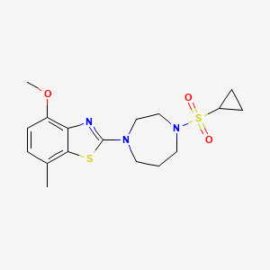 molecular formula C17H23N3O3S2 B12263544 2-[4-(Cyclopropanesulfonyl)-1,4-diazepan-1-yl]-4-methoxy-7-methyl-1,3-benzothiazole 