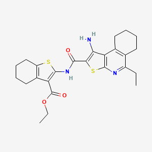 Ethyl 2-{[(1-amino-5-ethyl-6,7,8,9-tetrahydrothieno[2,3-c]isoquinolin-2-yl)carbonyl]amino}-4,5,6,7-tetrahydro-1-benzothiophene-3-carboxylate