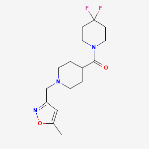 molecular formula C16H23F2N3O2 B12263642 4,4-Difluoro-1-{1-[(5-methyl-1,2-oxazol-3-yl)methyl]piperidine-4-carbonyl}piperidine 