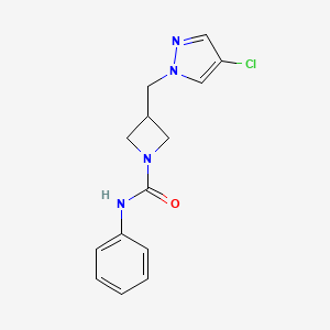 molecular formula C14H15ClN4O B12263659 3-[(4-chloro-1H-pyrazol-1-yl)methyl]-N-phenylazetidine-1-carboxamide 