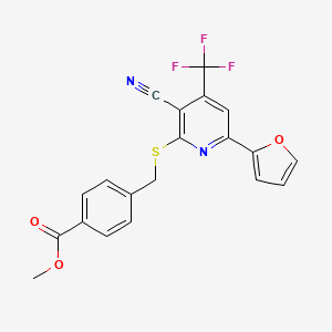 Methyl 4-({[3-cyano-6-(furan-2-yl)-4-(trifluoromethyl)pyridin-2-yl]sulfanyl}methyl)benzoate