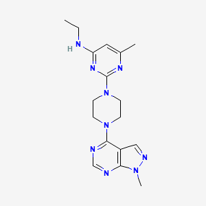 molecular formula C17H23N9 B12263665 N-ethyl-6-methyl-2-(4-{1-methyl-1H-pyrazolo[3,4-d]pyrimidin-4-yl}piperazin-1-yl)pyrimidin-4-amine 