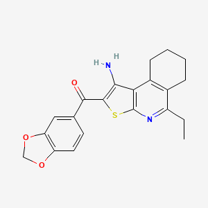 molecular formula C21H20N2O3S B12263704 (1-Amino-5-ethyl-6,7,8,9-tetrahydrothieno[2,3-c]isoquinolin-2-yl)(1,3-benzodioxol-5-yl)methanone 