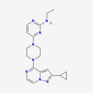 molecular formula C19H24N8 B12263705 4-(4-{2-cyclopropylpyrazolo[1,5-a]pyrazin-4-yl}piperazin-1-yl)-N-ethylpyrimidin-2-amine 