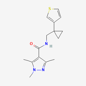 1,3,5-trimethyl-N-{[1-(thiophen-3-yl)cyclopropyl]methyl}-1H-pyrazole-4-carboxamide