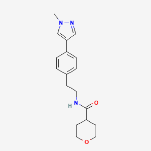 molecular formula C18H23N3O2 B12263745 N-{2-[4-(1-methyl-1H-pyrazol-4-yl)phenyl]ethyl}oxane-4-carboxamide 