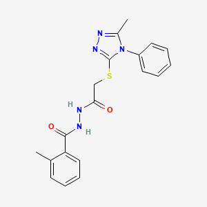 molecular formula C19H19N5O2S B1226377 2-METHYL-N'~1~-{2-[(5-METHYL-4-PHENYL-4H-1,2,4-TRIAZOL-3-YL)SULFANYL]ACETYL}BENZOHYDRAZIDE 