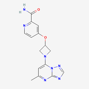 molecular formula C15H15N7O2 B12263780 4-[(1-{5-Methyl-[1,2,4]triazolo[1,5-a]pyrimidin-7-yl}azetidin-3-yl)oxy]pyridine-2-carboxamide 