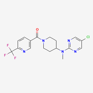 molecular formula C17H17ClF3N5O B12263783 5-chloro-N-methyl-N-{1-[6-(trifluoromethyl)pyridine-3-carbonyl]piperidin-4-yl}pyrimidin-2-amine 