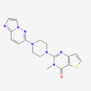 molecular formula C17H17N7OS B12263791 2-(4-{imidazo[1,2-b]pyridazin-6-yl}piperazin-1-yl)-3-methyl-3H,4H-thieno[3,2-d]pyrimidin-4-one 