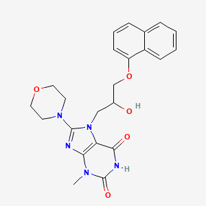 molecular formula C23H25N5O5 B1226382 7-{2-Hydroxy-3-[(naphthalen-1-yl)oxy]propyl}-3-methyl-8-(morpholin-4-yl)-3,7-dihydropurine-2,6-dione 