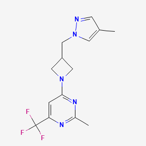 molecular formula C14H16F3N5 B12263845 2-methyl-4-{3-[(4-methyl-1H-pyrazol-1-yl)methyl]azetidin-1-yl}-6-(trifluoromethyl)pyrimidine 