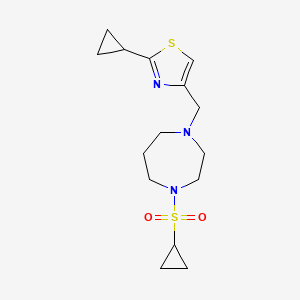 molecular formula C15H23N3O2S2 B12263846 1-(Cyclopropanesulfonyl)-4-[(2-cyclopropyl-1,3-thiazol-4-yl)methyl]-1,4-diazepane 