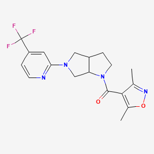 molecular formula C18H19F3N4O2 B12263849 2-[1-(3,5-Dimethyl-1,2-oxazole-4-carbonyl)-octahydropyrrolo[2,3-c]pyrrol-5-yl]-4-(trifluoromethyl)pyridine 