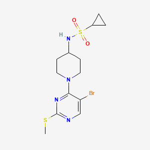 molecular formula C13H19BrN4O2S2 B12263874 N-{1-[5-bromo-2-(methylsulfanyl)pyrimidin-4-yl]piperidin-4-yl}cyclopropanesulfonamide 