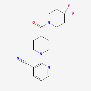 molecular formula C17H20F2N4O B12263878 2-[4-(4,4-Difluoropiperidine-1-carbonyl)piperidin-1-yl]pyridine-3-carbonitrile 