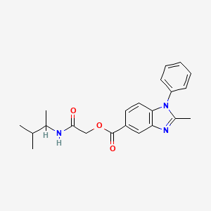 molecular formula C22H25N3O3 B1226392 2-Methyl-1-phenyl-5-benzimidazolecarboxylic acid [2-(3-methylbutan-2-ylamino)-2-oxoethyl] ester 
