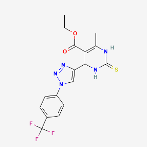 molecular formula C17H16F3N5O2S B12263926 ethyl 6-methyl-2-sulfanylidene-4-{1-[4-(trifluoromethyl)phenyl]-1H-1,2,3-triazol-4-yl}-1,2,3,4-tetrahydropyrimidine-5-carboxylate 