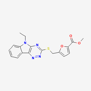 molecular formula C18H16N4O3S B1226397 5-[[(5-Ethyl-[1,2,4]triazino[5,6-b]indol-3-yl)thio]methyl]-2-furancarboxylic acid methyl ester 