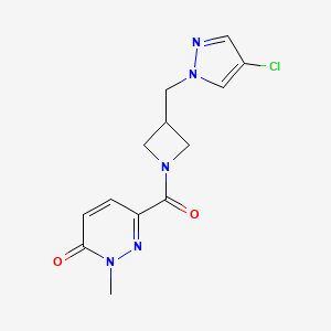 molecular formula C13H14ClN5O2 B12263994 6-{3-[(4-chloro-1H-pyrazol-1-yl)methyl]azetidine-1-carbonyl}-2-methyl-2,3-dihydropyridazin-3-one 