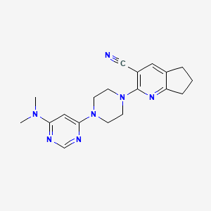 molecular formula C19H23N7 B12264059 2-{4-[6-(dimethylamino)pyrimidin-4-yl]piperazin-1-yl}-5H,6H,7H-cyclopenta[b]pyridine-3-carbonitrile 