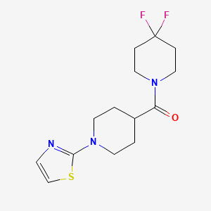 molecular formula C14H19F2N3OS B12264070 4-(4,4-Difluoropiperidine-1-carbonyl)-1-(1,3-thiazol-2-yl)piperidine 