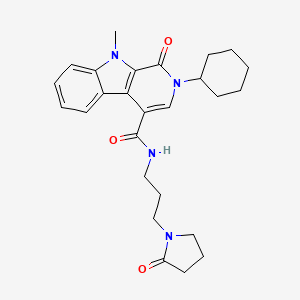 molecular formula C26H32N4O3 B1226411 2-cyclohexyl-9-methyl-1-oxo-N-[3-(2-oxo-1-pyrrolidinyl)propyl]-4-pyrido[3,4-b]indolecarboxamide 