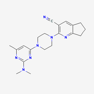 molecular formula C20H25N7 B12264180 2-{4-[2-(dimethylamino)-6-methylpyrimidin-4-yl]piperazin-1-yl}-5H,6H,7H-cyclopenta[b]pyridine-3-carbonitrile 