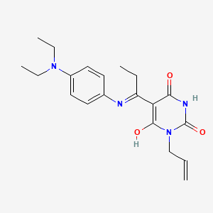 molecular formula C20H26N4O3 B1226419 5-[1-[4-(Diethylamino)anilino]propylidene]-1-prop-2-enyl-1,3-diazinane-2,4,6-trione 