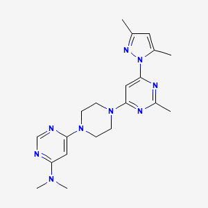 molecular formula C20H27N9 B12264194 6-{4-[6-(3,5-dimethyl-1H-pyrazol-1-yl)-2-methylpyrimidin-4-yl]piperazin-1-yl}-N,N-dimethylpyrimidin-4-amine 