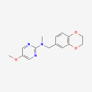 molecular formula C15H17N3O3 B12264224 N-[(2,3-dihydro-1,4-benzodioxin-6-yl)methyl]-5-methoxy-N-methylpyrimidin-2-amine 