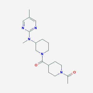 molecular formula C19H29N5O2 B12264253 1-(4-{3-[Methyl(5-methylpyrimidin-2-yl)amino]piperidine-1-carbonyl}piperidin-1-yl)ethan-1-one 