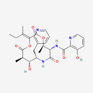 2-Pyridinecarboxamide, 3-hydroxy-N-[(2Z,5R,6S,9S,10S,11R)-10-hydroxy-5,11-dimethyl-2-(1-methylpropylidene)-3,7,12-trioxo-9-(3-pyridinylmethyl)-1,4-dioxa-8-azacyclododec-6-yl]-