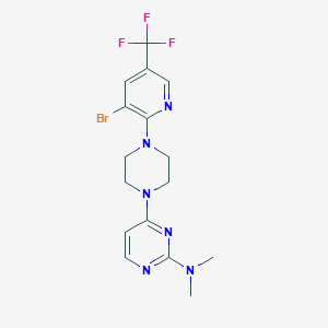 molecular formula C16H18BrF3N6 B12264336 4-{4-[3-bromo-5-(trifluoromethyl)pyridin-2-yl]piperazin-1-yl}-N,N-dimethylpyrimidin-2-amine 