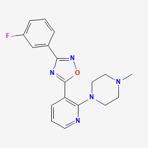 molecular formula C18H18FN5O B12264386 1-{3-[3-(3-Fluorophenyl)-1,2,4-oxadiazol-5-yl]pyridin-2-yl}-4-methylpiperazine 